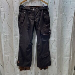 Sessions Snowboard Pants Womens‎ Brown RECCO Waterproof 10k Cargo Excellent